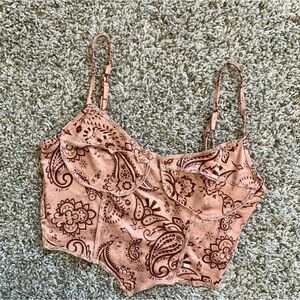 SHEIN Pink Paisley Corset Style Top